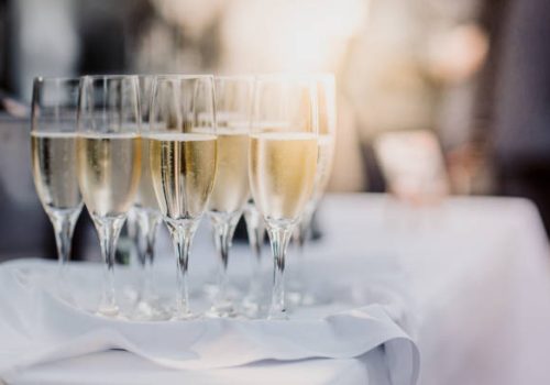 Champagne flutes in the sunlight